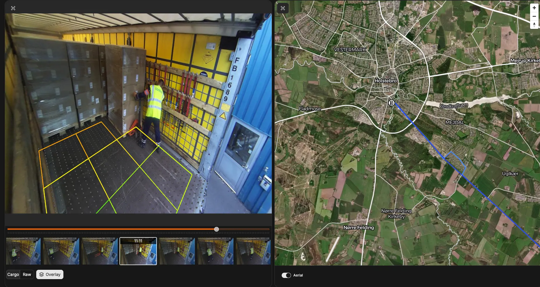 Spyrna View showing measured cargo and trailer position